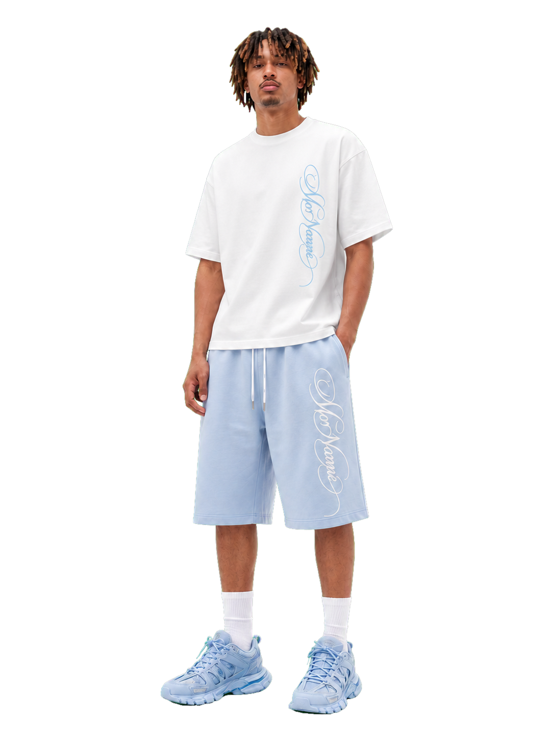 Blue set — pose 1